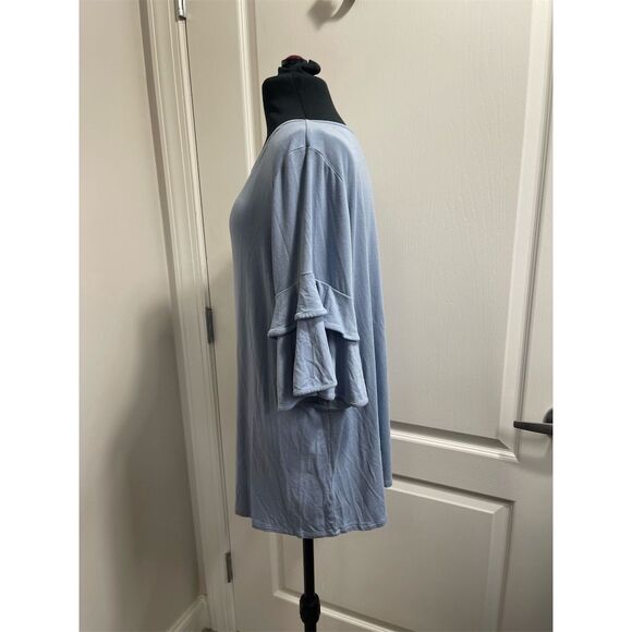 J. Jill Women's Blue Ruffle Bell Sleeve Blouse Size L Casual Spring - Picture 2 of 9